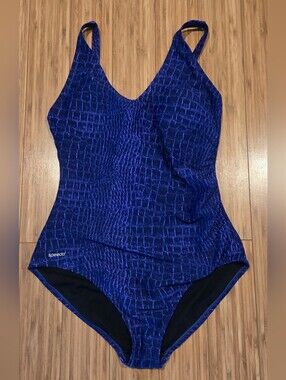 Speedo Deep Purple Textured Look One-Piece Swimsuit